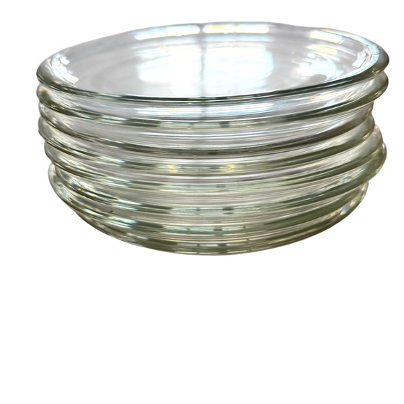 Set Of 8 Thick Glass Plain Luncheon Salad Plates Vintage - Picture 1 of 2